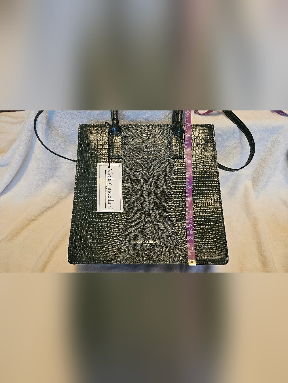 Viola Castellani Green Croc-Embossed Leather Tote Bag - Picture 5 of 5